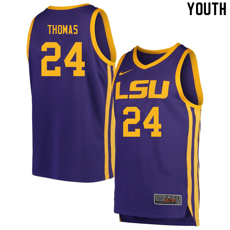 Youth #24 Cameron Thomas LSU Tigers College Basketball Jerseys Sale-Retro - Click Image to Close